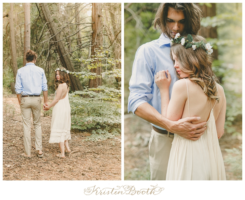 Free People engagement photo in the woods