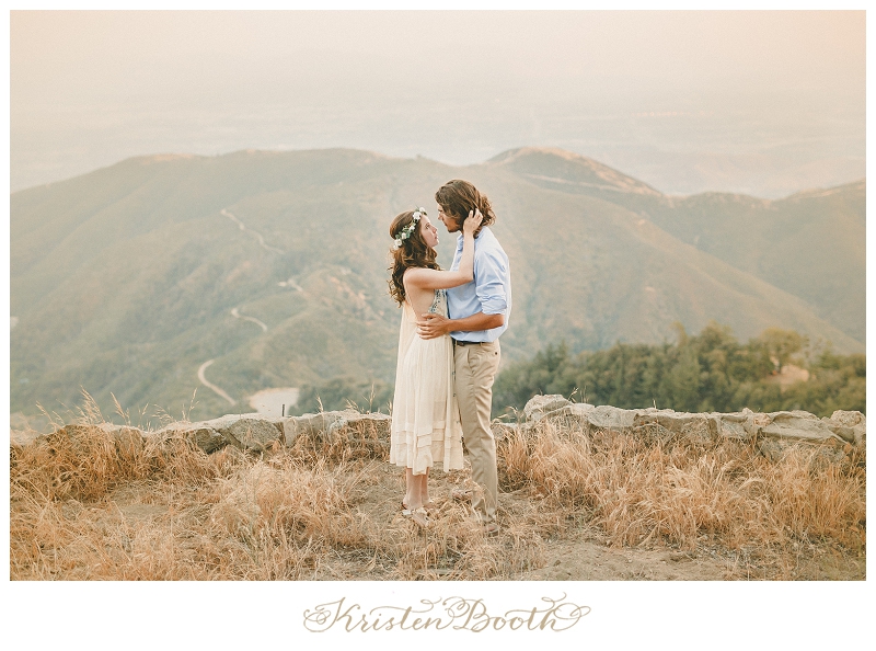 Engagement photo on mountain overlook