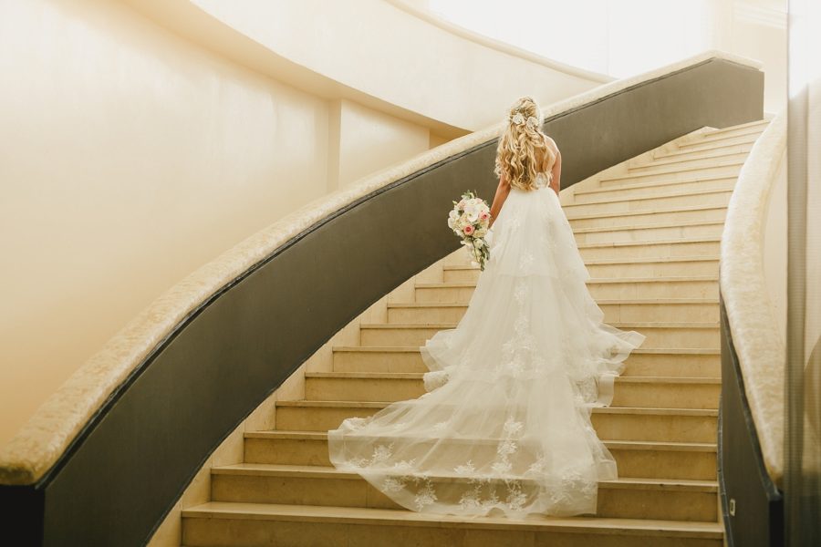 Bride standing on steps at Hard Rock Punta Cana resort