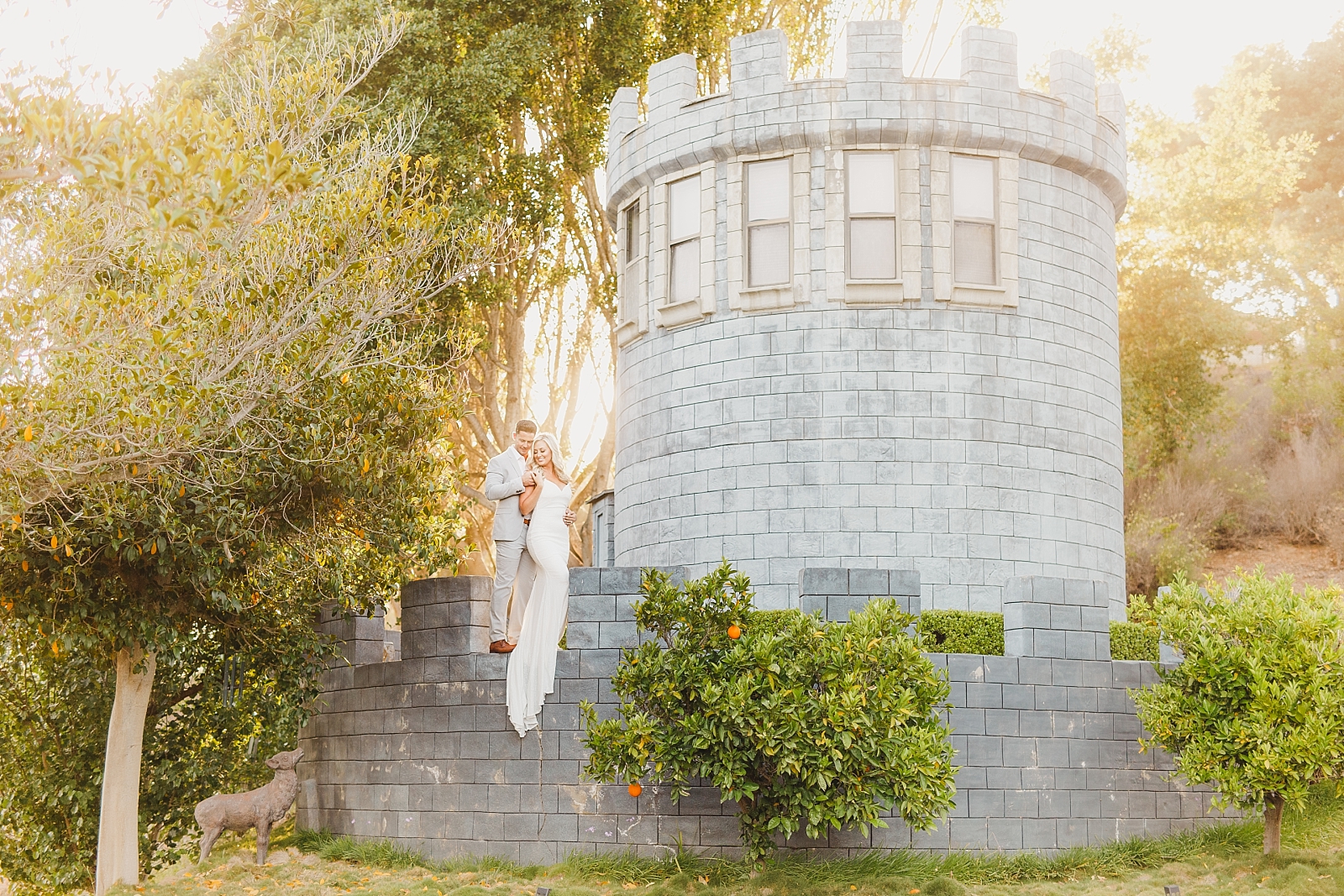 Engagement photos at a castle in Southern California