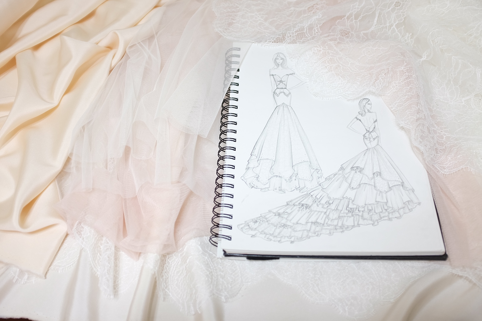 sketch of a custom wedding gown