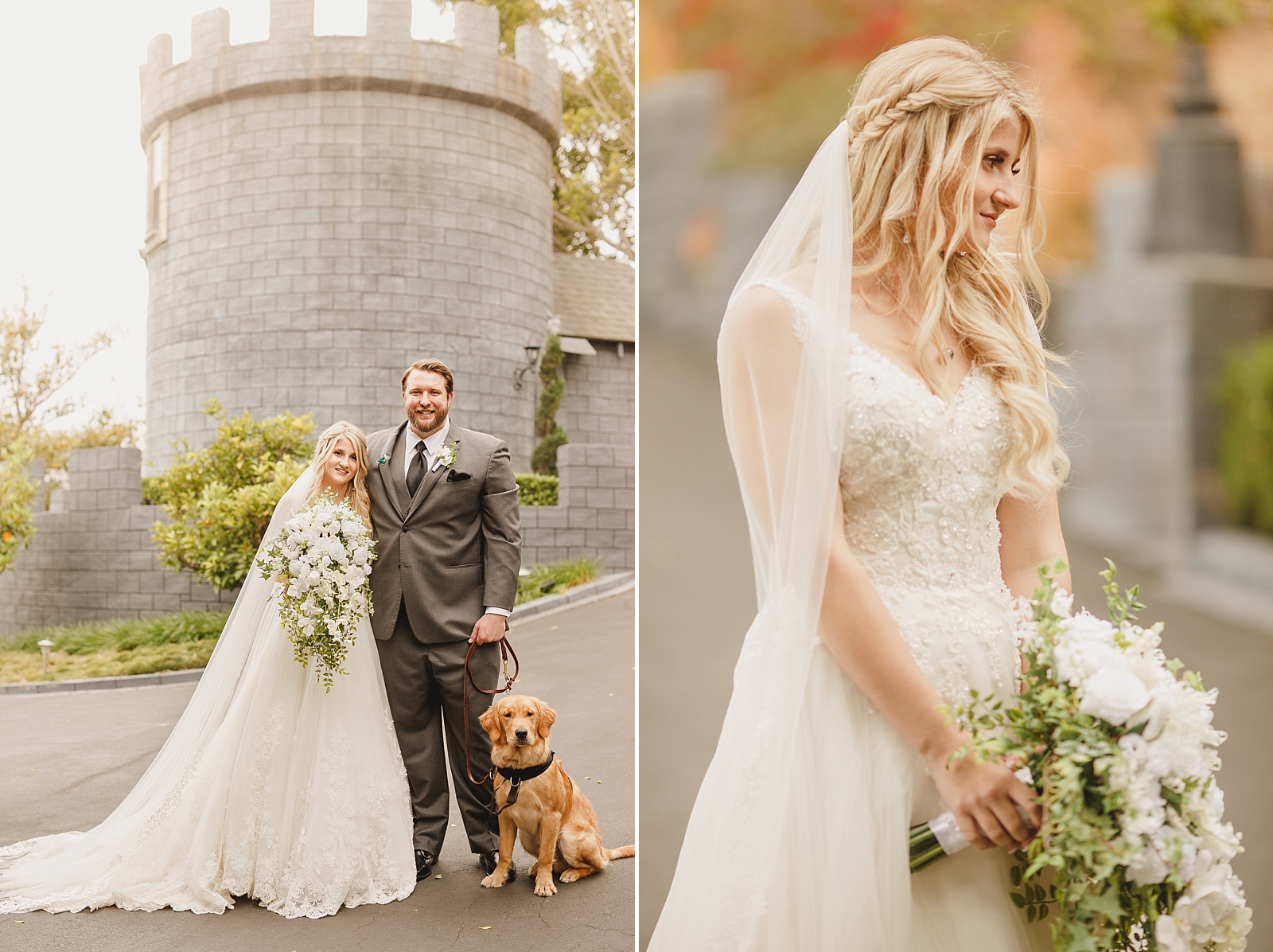 California castle wedding with dog