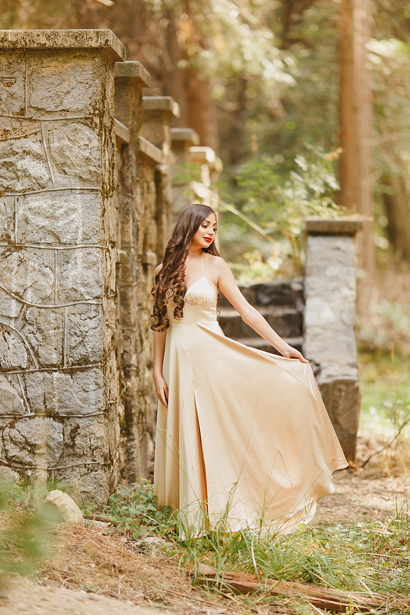 Romantic silk gown for fairytale engagement photos