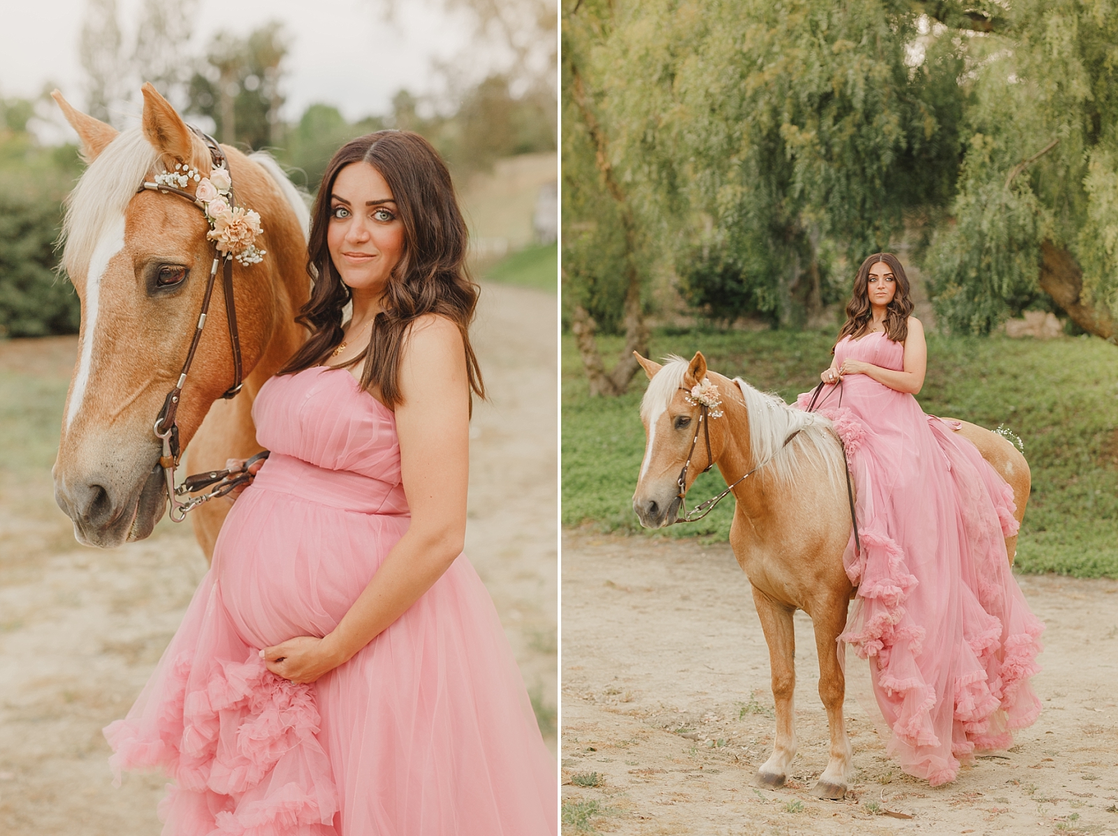 Anaheim fairytale maternity session with a horse