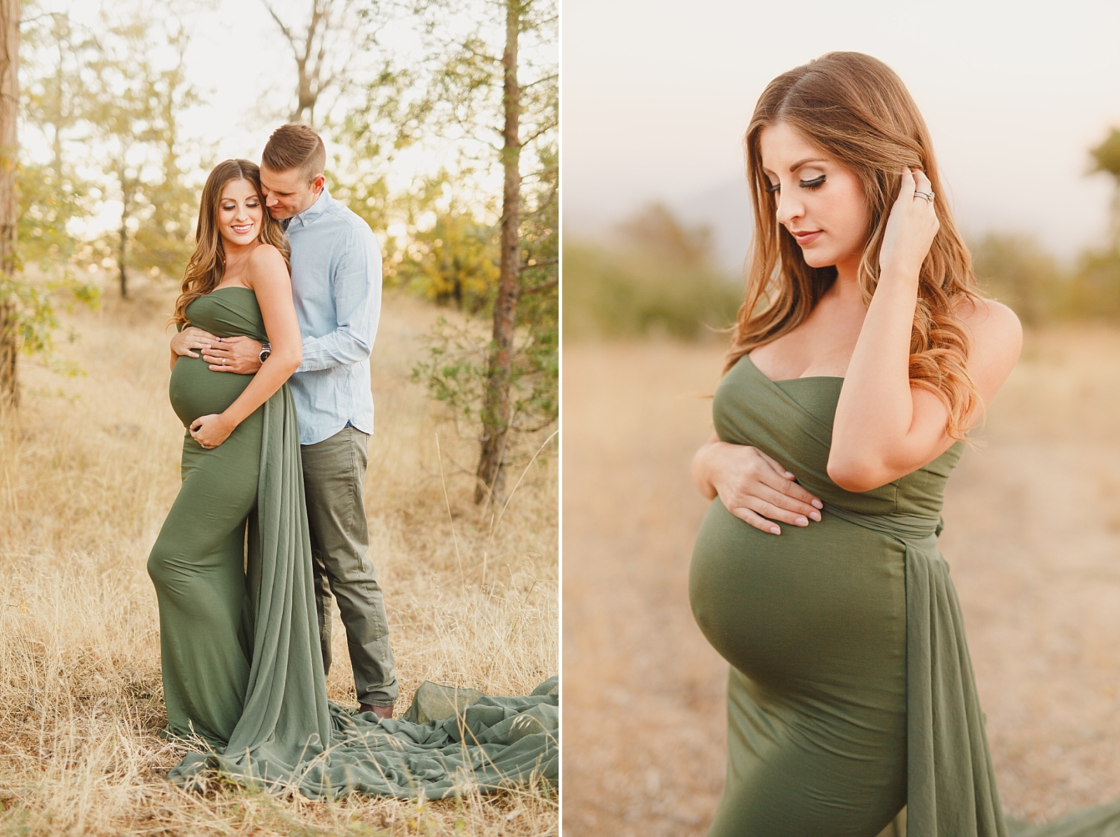 fitted forest green maternity gown
