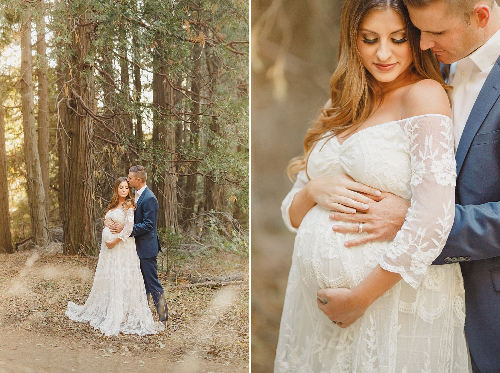 off the shoulder lace maternity session gown
